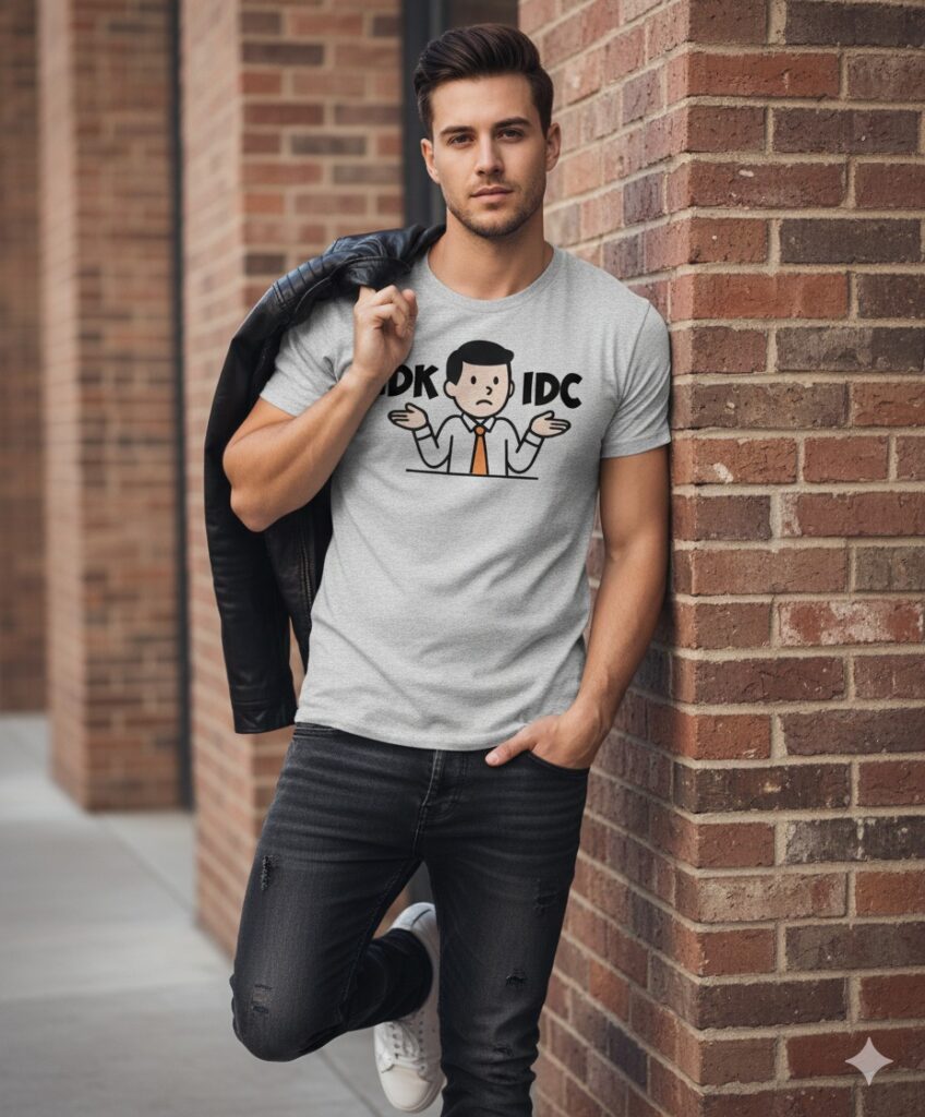 attitude IDK IDC graphic for male t-shirt design