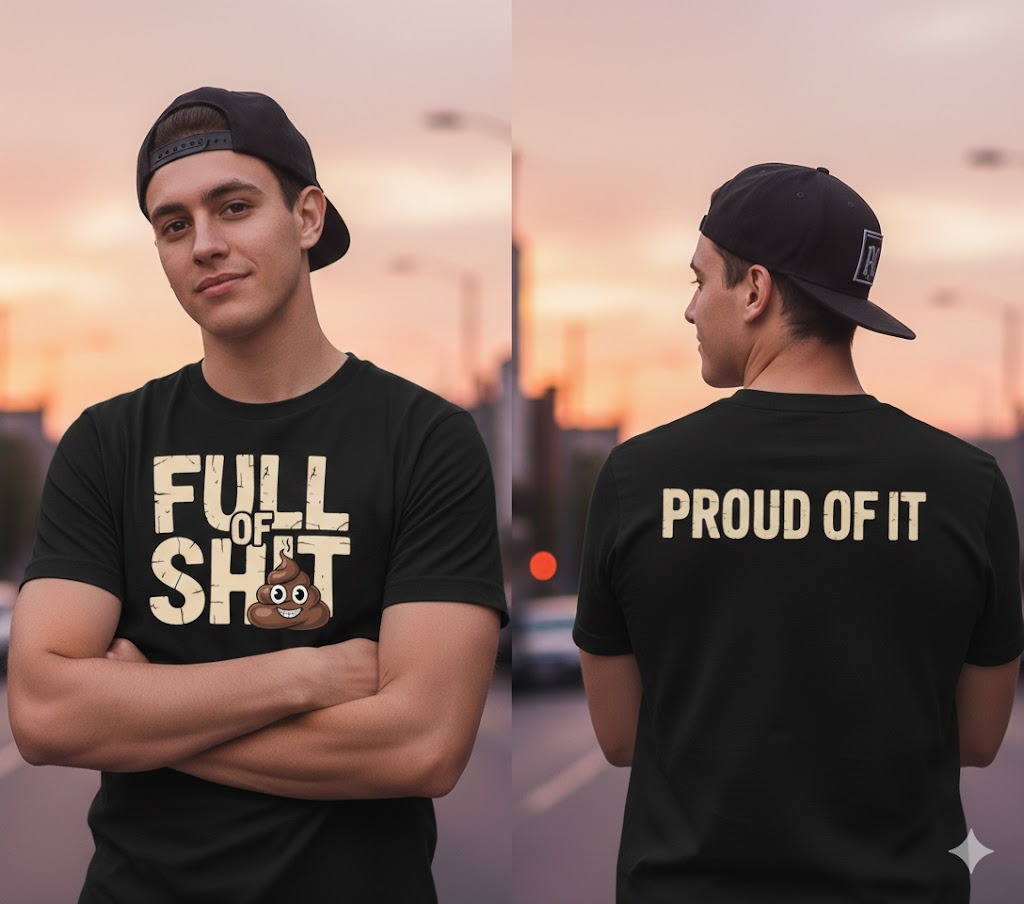 attitude full of shit and proud of tee male