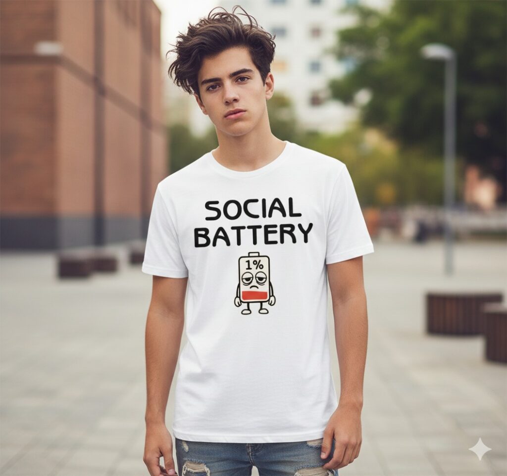 1% social battery t-shirt design for guy